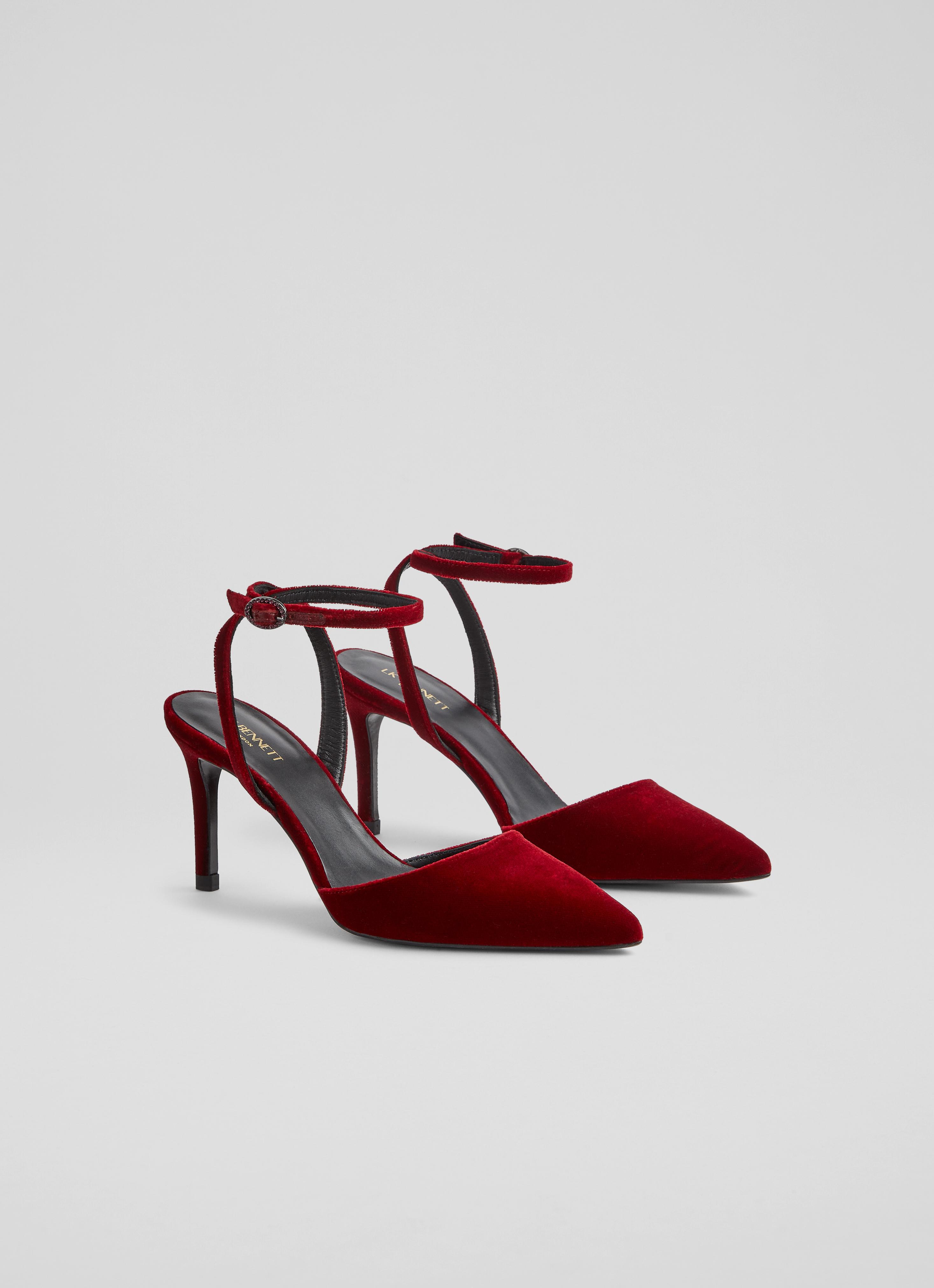 Nova Red Velvet Ankle Strap Heels blackfriday L.K.Bennett London